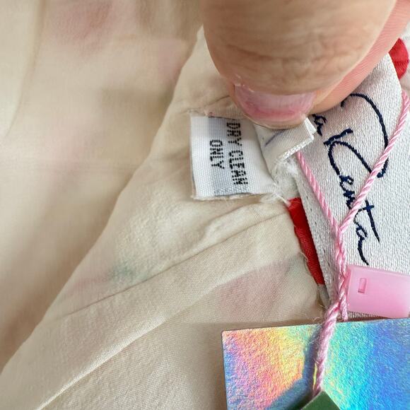 Vintage 1980s Oscar de la Renta Tiny Spring Rose Print Skirt Made in USA Size 10 - Picture 6 of 8